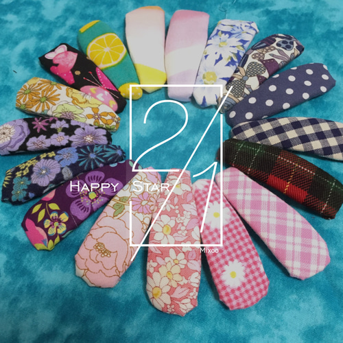 お花とくまさん♡5センチパッチンピン♡ネイビーチェック お花とくまさん♡5センチパッチンピン♡ネイビーチェック