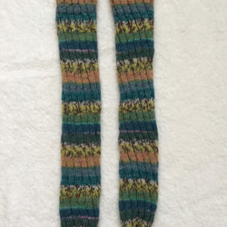 【メンズサイズ】お手入れ簡単な毛糸の靴下｜ニットソックス｜冷え性対策に｜LUNA GROSSA（グリーン） 2枚目の画像
