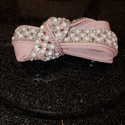 Pave ribbon collection パベリボンコレクション　くすみピンク　ビジュ　バレッタ　キラキラ　 3枚目の画像