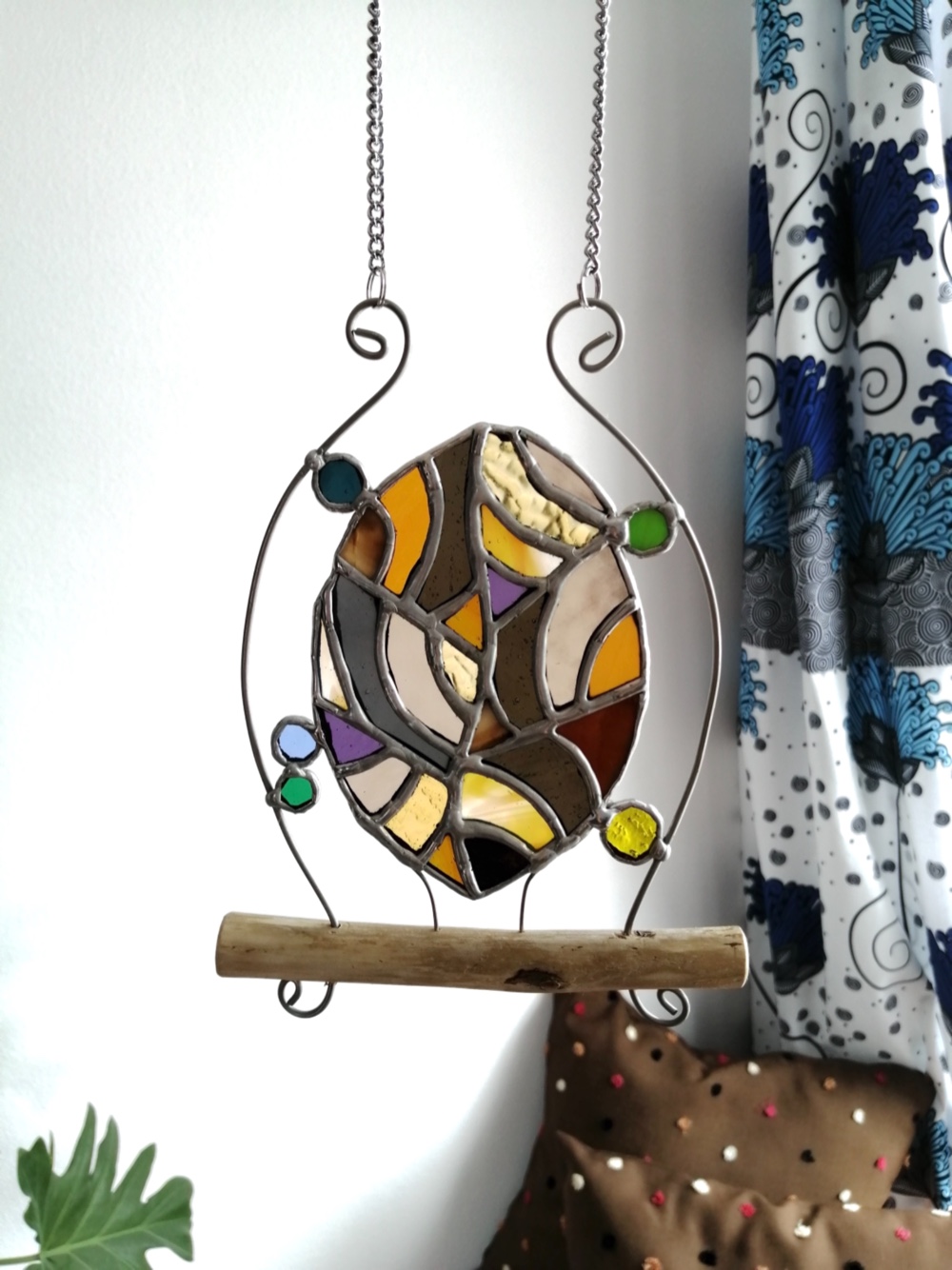 葉っぱのステンドグラスサンキャッチャー