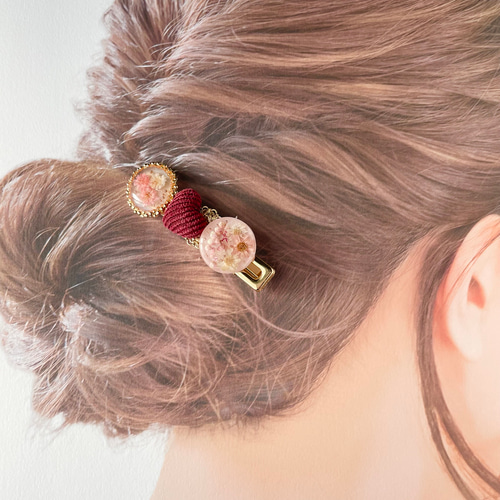 ドライフラワーのちいさなヘアクリップ / ニュアンスピンク