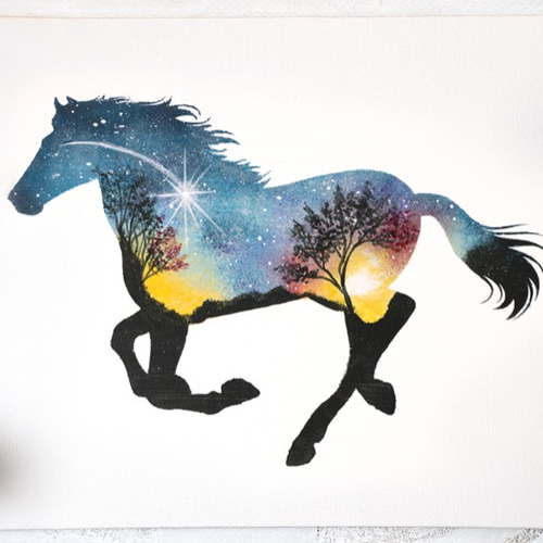 馬と風景のシルエットアート 馬と風景のシルエットアート 馬のシルエットアート その他アート