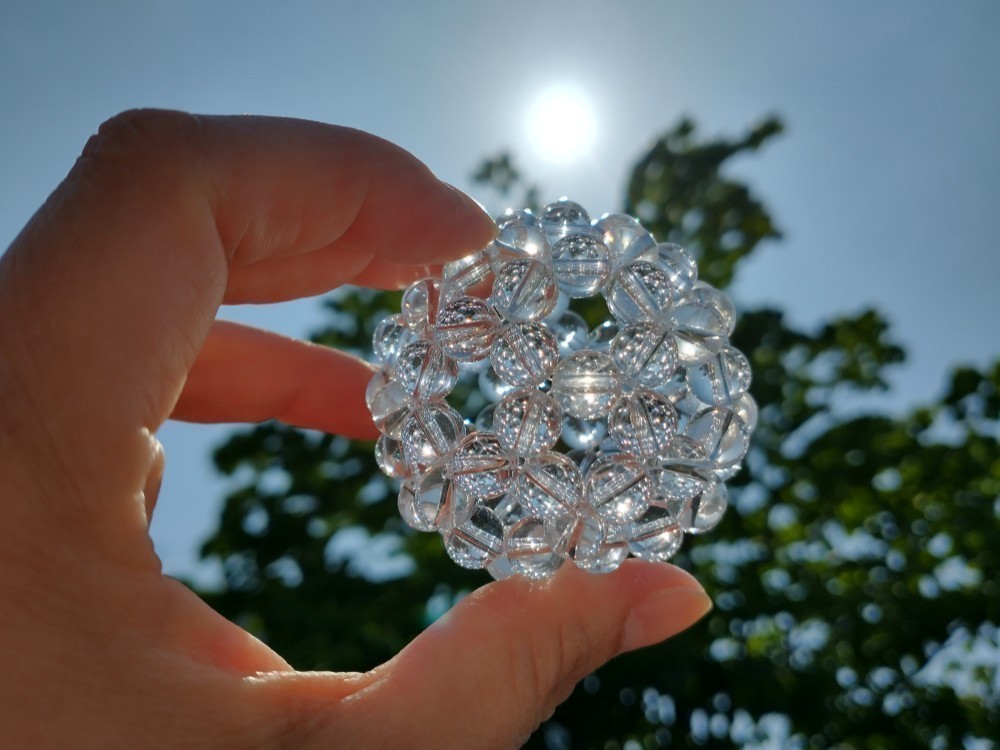 天然石水晶 3㎜　クリスタルフラーレン　チャーム　2個組み　麻袋付き