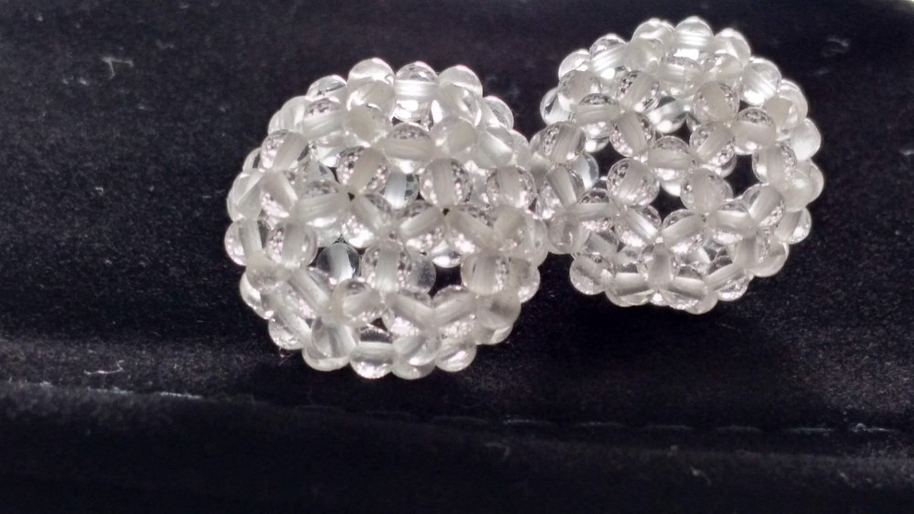 天然石水晶 3㎜　クリスタルフラーレン　チャーム　2個組み　麻袋付き