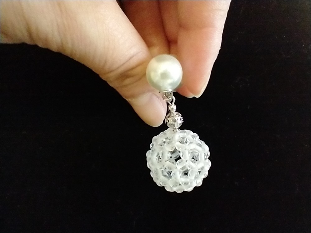 天然石水晶 3㎜　クリスタルフラーレン　チャーム　2個組み　麻袋付き