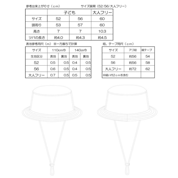 ＜手作りキット＞すぐ作れる！サファリ帽子キット　こども用・大人用 3枚目の画像