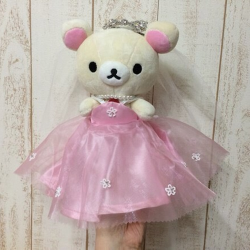ぬいぐるみ用のピンクカラードレスとアクセサリーセット(身長20センチ
