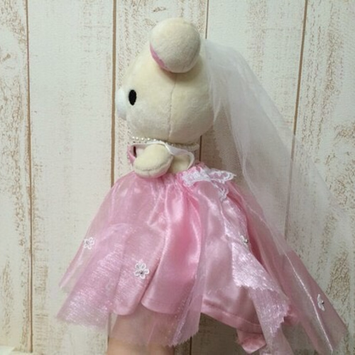 ぬいぐるみ用のピンクカラードレスとアクセサリーセット(身長20