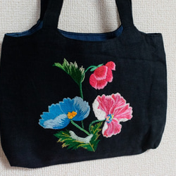 花柄刺繍 ミニトートバッグ 7枚目の画像