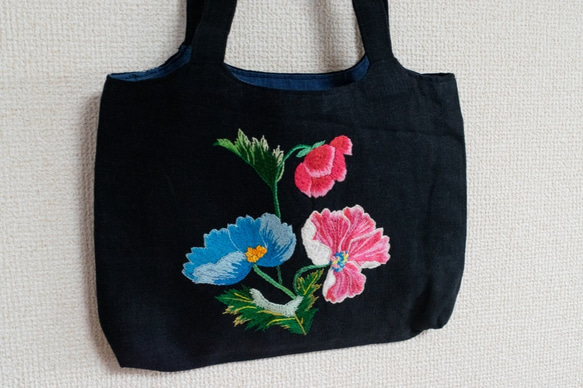 花柄刺繍 ミニトートバッグ 7枚目の画像