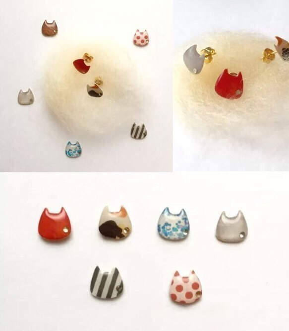 シンプル こねこ ピアス 3枚目の画像