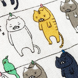 洗濯猫 干し猫 キャンバス地 ピンク ミニトートバッグ ねこ ネコ 5枚目の画像