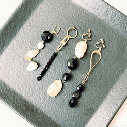 【片耳】*earring* gold & black bijou 4枚目の画像