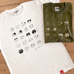 ねこのかおTシャツ（オリーブ） 4枚目の画像