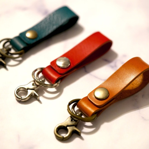 存在感◎】本革キーストラップ・キーホルダー/レバーナスカン付き  