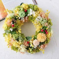 再販×8 幸せ運ぶ ミモザリース 26㎝ 7枚目の画像