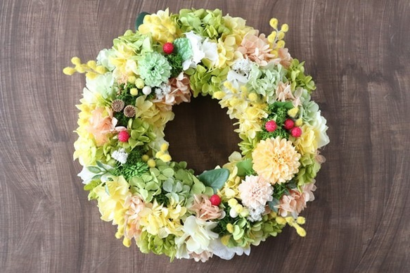 再販×8 幸せ運ぶ ミモザリース 26㎝ 9枚目の画像