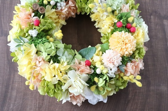 再販×8 幸せ運ぶ ミモザリース 26㎝ 11枚目の画像