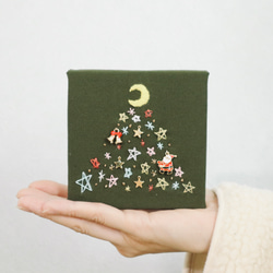 刺繍ファブリックパネル☆クリスマス 1枚目の画像