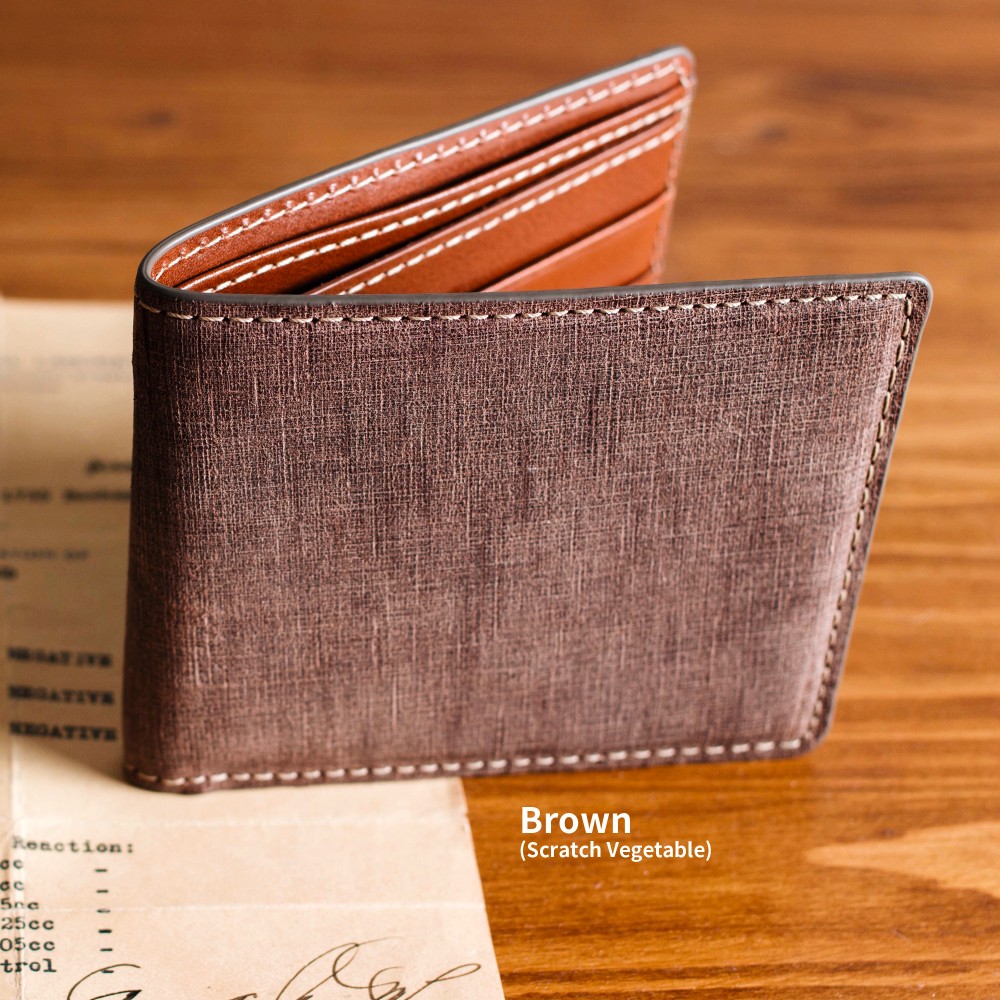 最高級手縫いのクラシック二つ折り財布 スクラッチ 天然牛革 カップル記念日の名入れ プレゼント BM11