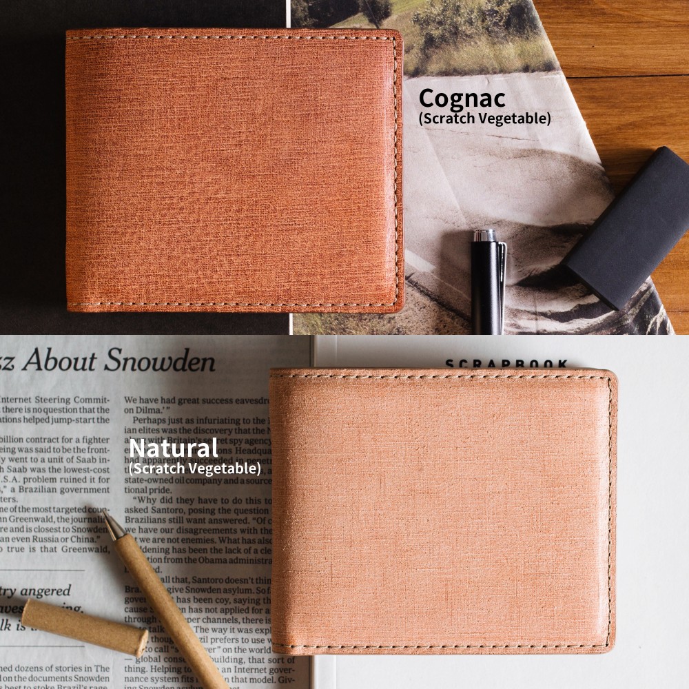 最高級手縫いのクラシック二つ折り財布 スクラッチ 天然牛革 カップル記念日の名入れ プレゼント BM11