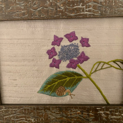 日本刺繍　紫陽花ミニ額 2枚目の画像