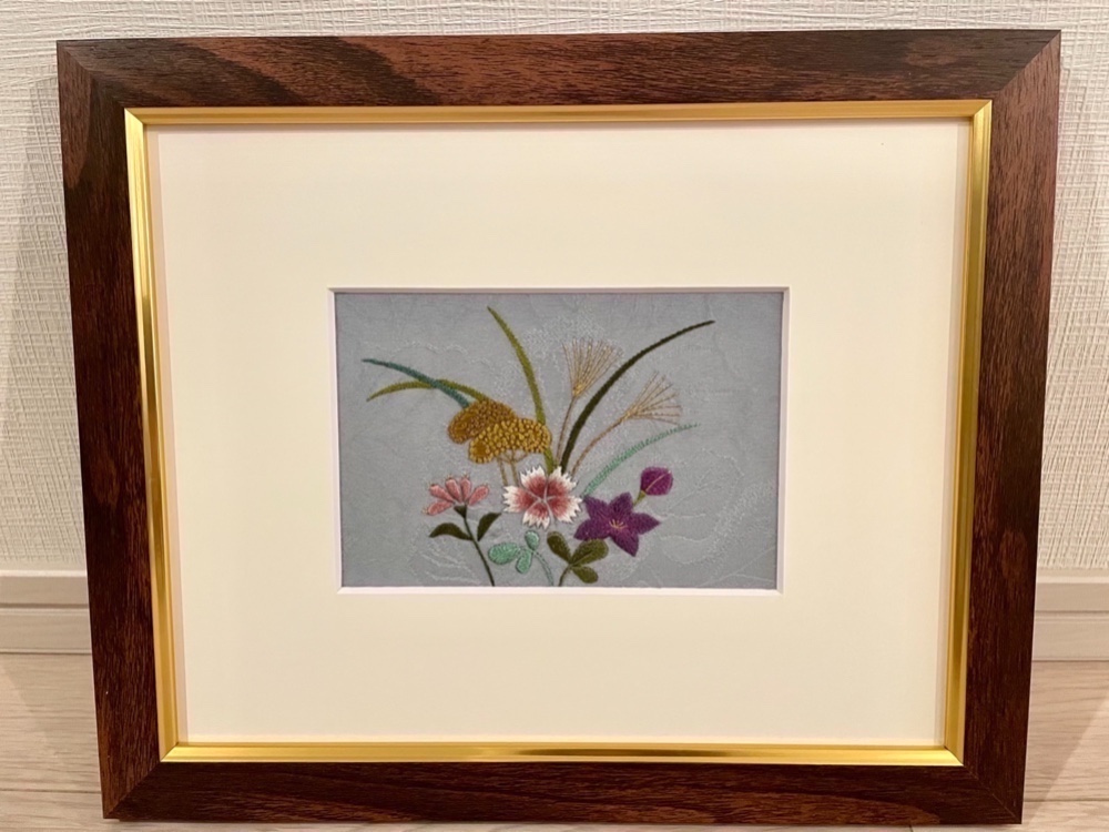 フレーム　額装　額縁 四季草花図　印刷画　日本画