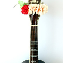 ウクレレリボンレイ ハワイアンクラフト ウクレレストラップ 楽器アクセサリー プルメリア ギター アロハ 演奏会に 2枚目の画像