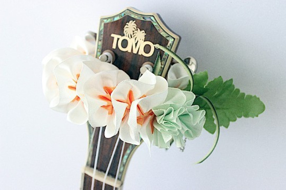 尤克里裡絲帶花環夏威夷工藝尤克里裡背帶樂器配件雞蛋花吉他阿羅哈音樂會用 第9張的照片