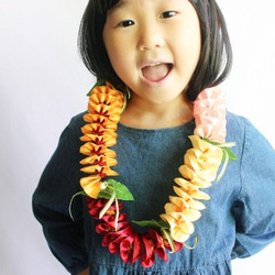 夏威夷絲帶 Lei / 5 色雞蛋花 / 絲帶項鍊 / 草裙舞、婚禮、生日派對 / 夏威夷室內裝飾 第2張的照片