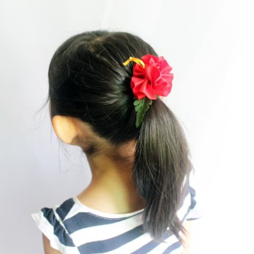 レジンヘアゴム　ピンク　ダイヤ　南国　ハイビスカス風 sddefault.jpg