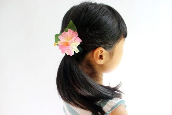 木槿花髮帶/3 件套裝/用於草裙舞、浴衣和尤克里裡演奏會/夏威夷花領帶、花飾、絲帶花環 第8張的照片