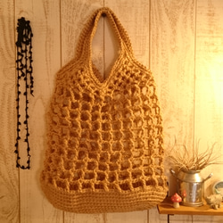 ゜ぽこぽこ。＊゜麻紐編みのかごバッグ＊。゜*(受注生産) かごバッグ