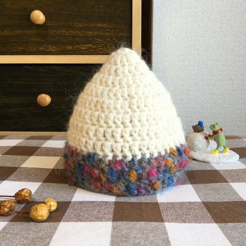 ふわもこどんぐり帽子♡ SALE. 43~44㎝ もこもこモヘア♡とんがり帽子・どんぐり帽子