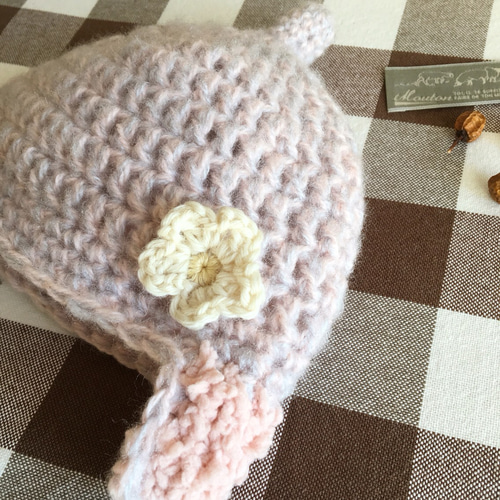 再11販 ふんわりモヘアのどんぐり帽子♡耳当て付き 帽子(ベビー  