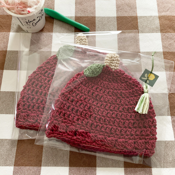 再65販 りんご帽子◎国産コットン100%どんぐり帽子 帽子(ベビー 