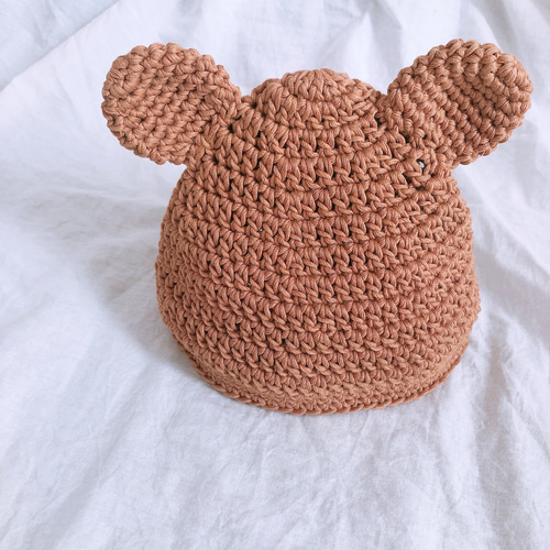 オーダーサイズ可能!!】コットンニートで作った❋暖かくま耳帽子  