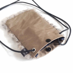 フェイクファー/エコファーバッグ　スマホポーチ　スマートフォンポーチ　サコッシュ　ミニショルダーバッグ　レオパード 3枚目の画像