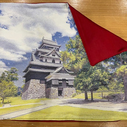 写刺織クッションカバー(松江城)　『シルクとポリエステルの融合』 5枚目の画像