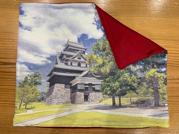 写刺織クッションカバー(松江城)　『シルクとポリエステルの融合』 5枚目の画像