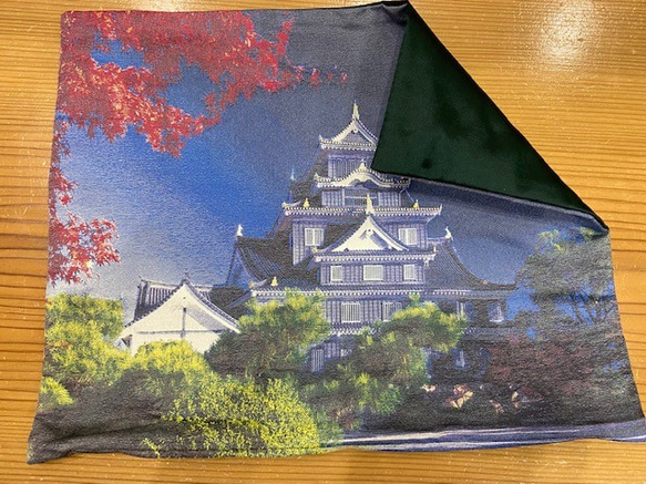 写刺織クッションカバー(岡山城)　『シルクとポリエステルの融合』 5枚目の画像