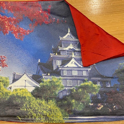 写刺織クッションカバー(岡山城)　『シルクとポリエステルの融合』 6枚目の画像