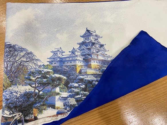 写刺織クッションカバー(姫路城)　『シルクとポリエステルの融合』 5枚目の画像