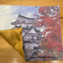 写刺織クッションカバー(彦根城)　『シルクとポリエステルの融合』 4枚目の画像