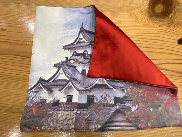 写刺織クッションカバー(彦根城)　『シルクとポリエステルの融合』 5枚目の画像