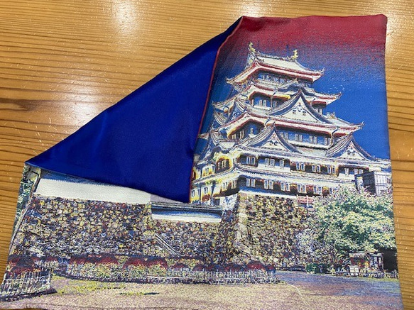 写刺織クッションカバー(名古屋城)　『シルクとポリエステルの融合』 6枚目の画像