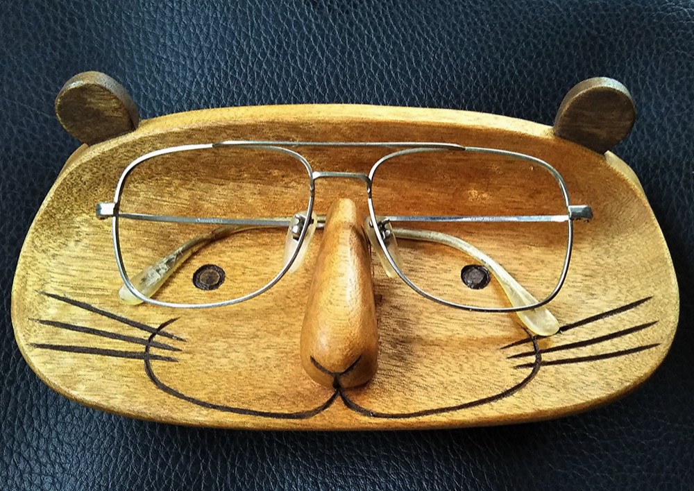 木彫り メガネねずみ