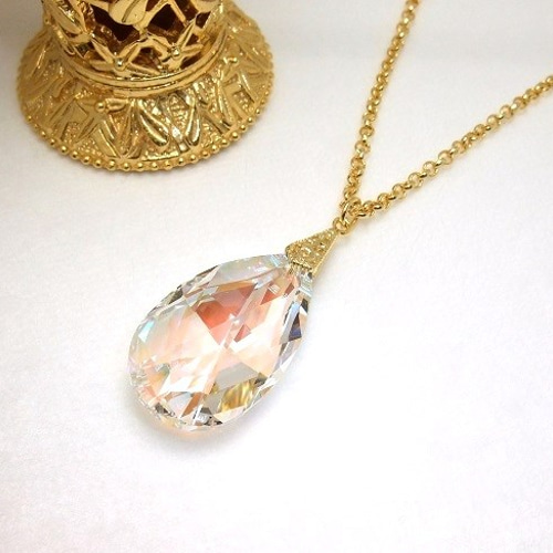 SWAROVSKI クリスタルネックレス ロング オーロラ