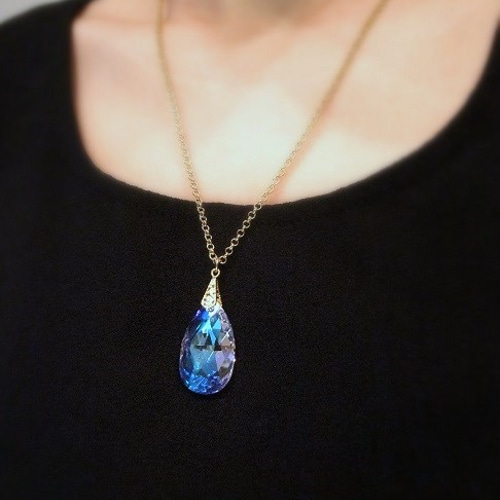 SWAROVSKI クリスタルネックレス ロング オーロラ