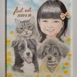 ワンちゃん水彩画にがおえオーダー（ペット似顔絵犬さん・うちの子イラスト）売上一部を保護犬猫活動に寄付 4枚目の画像